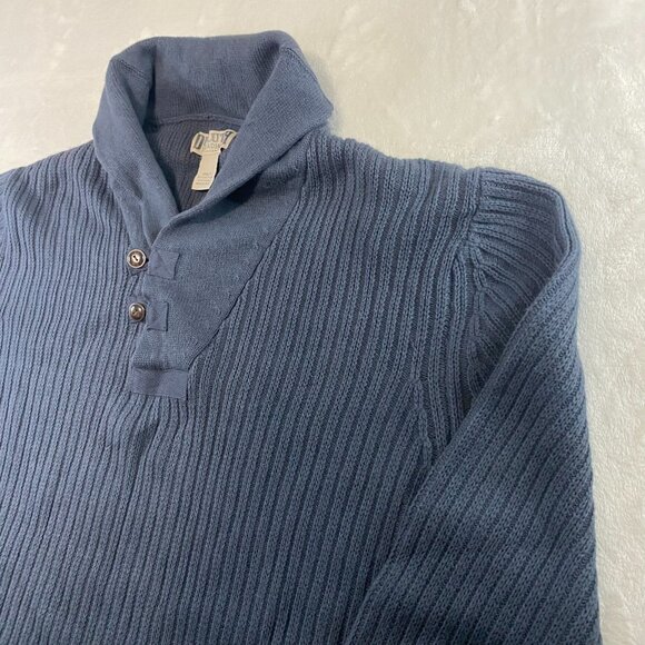 Duluth Trading Co. 2XLT Blue Cable Knit Ribbed Shawl Collar L/S Pullover Sweater - Picture 2 of 8